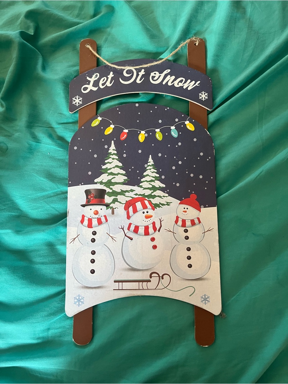Let It Snow Snowman Sled Wall Decor - Holiday Home Accent